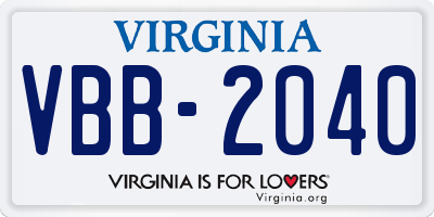VA license plate VBB2040