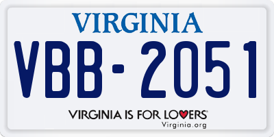 VA license plate VBB2051