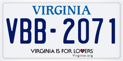 VA license plate VBB2071