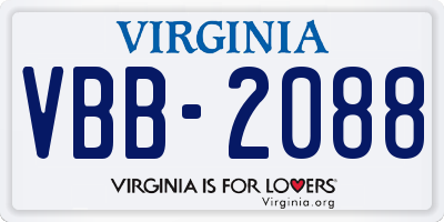 VA license plate VBB2088