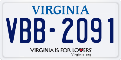 VA license plate VBB2091