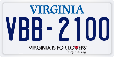 VA license plate VBB2100