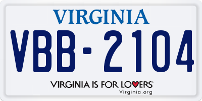 VA license plate VBB2104