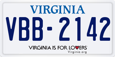 VA license plate VBB2142