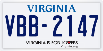 VA license plate VBB2147