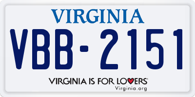 VA license plate VBB2151