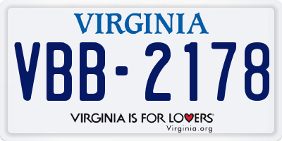 VA license plate VBB2178