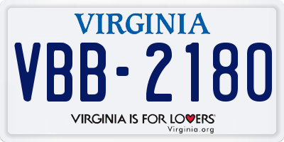 VA license plate VBB2180