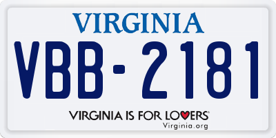 VA license plate VBB2181