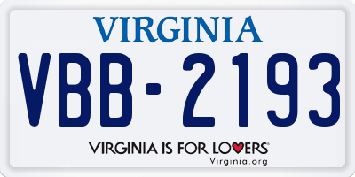 VA license plate VBB2193