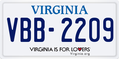 VA license plate VBB2209