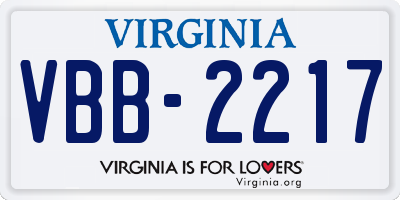 VA license plate VBB2217