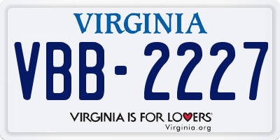 VA license plate VBB2227