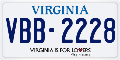 VA license plate VBB2228