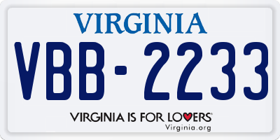 VA license plate VBB2233