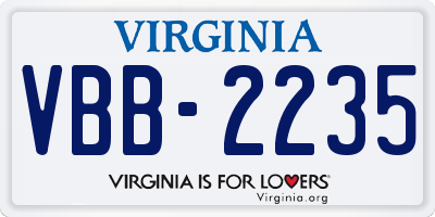 VA license plate VBB2235