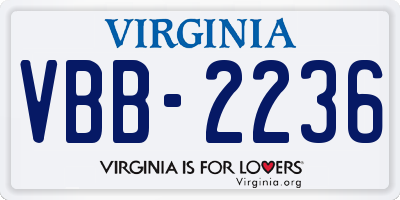 VA license plate VBB2236