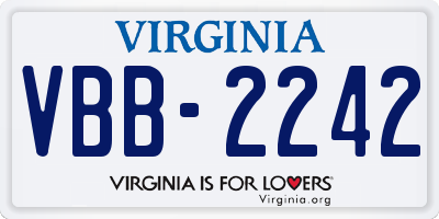 VA license plate VBB2242