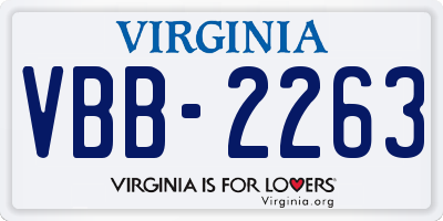 VA license plate VBB2263