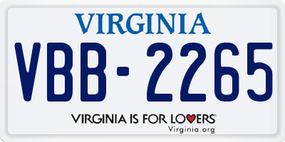 VA license plate VBB2265