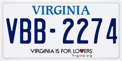VA license plate VBB2274