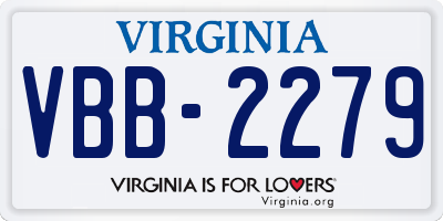 VA license plate VBB2279