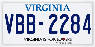 VA license plate VBB2284