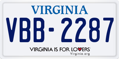 VA license plate VBB2287