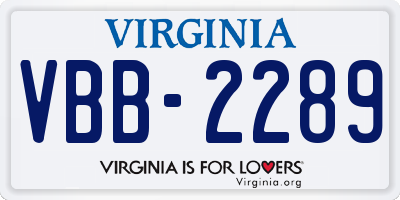 VA license plate VBB2289