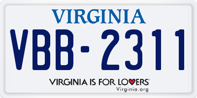 VA license plate VBB2311