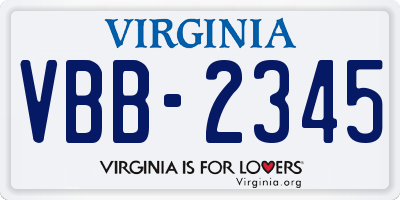 VA license plate VBB2345