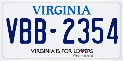 VA license plate VBB2354