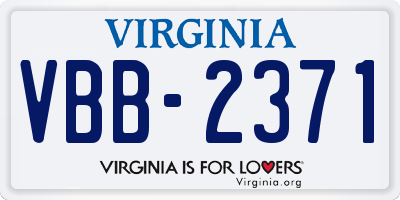 VA license plate VBB2371
