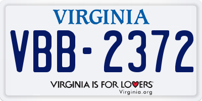 VA license plate VBB2372