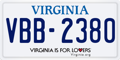 VA license plate VBB2380