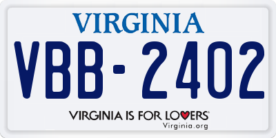 VA license plate VBB2402