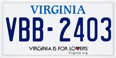 VA license plate VBB2403