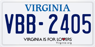 VA license plate VBB2405