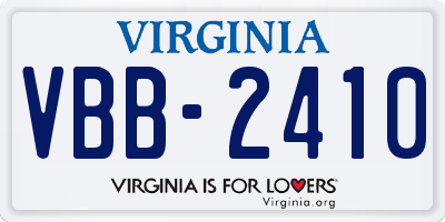 VA license plate VBB2410