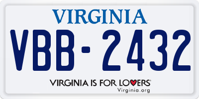 VA license plate VBB2432