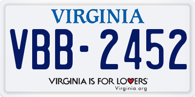 VA license plate VBB2452