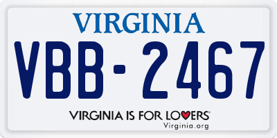 VA license plate VBB2467