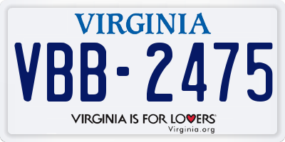 VA license plate VBB2475