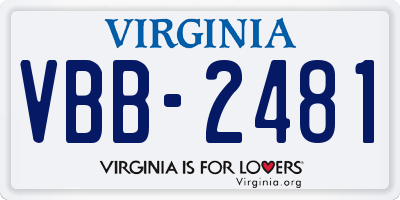 VA license plate VBB2481