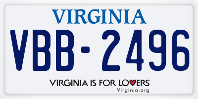 VA license plate VBB2496