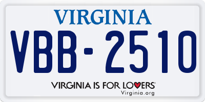 VA license plate VBB2510
