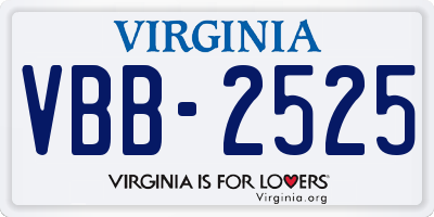VA license plate VBB2525