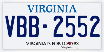 VA license plate VBB2552