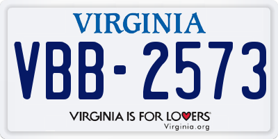 VA license plate VBB2573