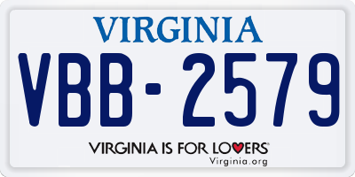 VA license plate VBB2579
